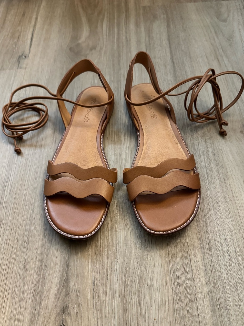 Madewell Brown Wavy-Strap Lace-Up Sandals